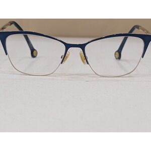 Carolina Herrera Eyeglasses VHE076 Blue Gold Half Rim Frames Designer‎ Glasses